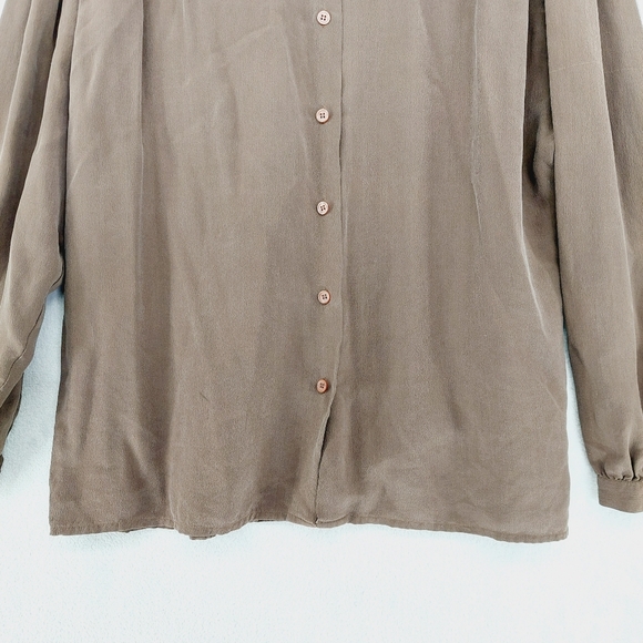 Spenser Jeremy 100% Silk Brown Button Blouse Tunic P2238 - Picture 2 of 7